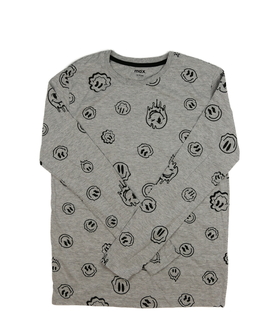 Šedé melírované triko se smajlíky 