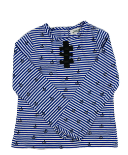 Bílé triko s modrými pruhy a kotvou 