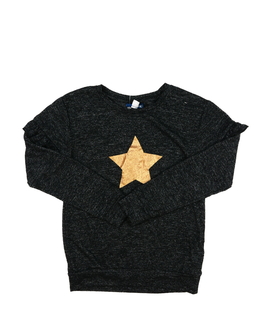 Šedé melírované triko s hvězdou a volánky 