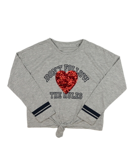 Šedé melírované crop triko se srdcem C&A