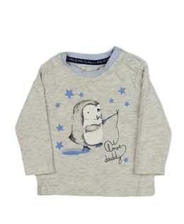 Šedé melírované triko s tučňákem Tu