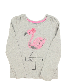 Šedé melírované triko s plameňákem Tu 