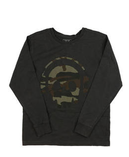 Šedé melírované triko s lebkou Next 