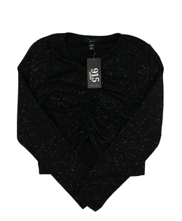 Nový černý lesklý crop top vel. 170 New Look 