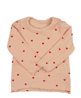 Růžové žebrované triko se srdíčky George