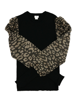 Černé teplejší triko se zdobnými rukávy River Isla