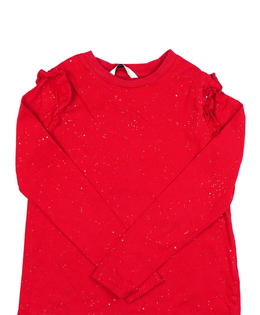 Červené lesklé triko s volánky George