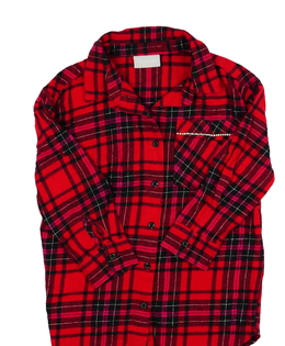 Červená pruhovaná košile s metalickým vláknem 