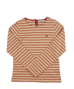 Hnědé triko s červenými pruhy Fatface
