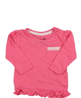 Růžové melírované triko s kapsičkou 