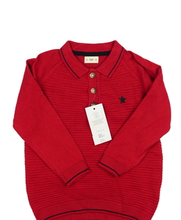 Nové červené teplejší/svetrové triko s límečkem F&