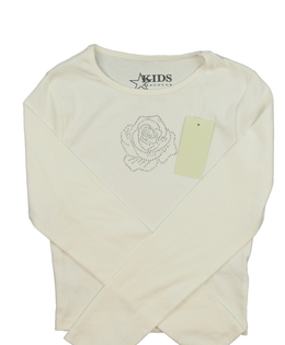 Nový krémový crop top s květinou 