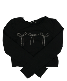 Černý crop top s mašlemi George