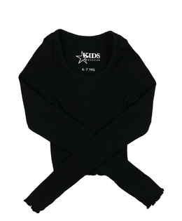 Černý žebrovaný crop top 