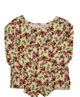 Hnědý květinový crop top