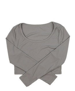 Světlý žebrovaný crop top 