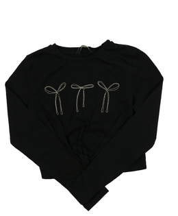 Černý crop top s mašlemi George