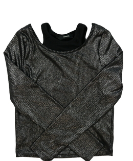 Černý lesklý crop top s holými rameny George