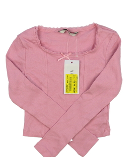 Nový růžový žebrovaný crop top George