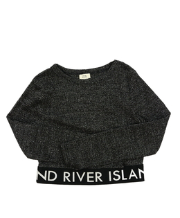 Šedý lesklý crop top River Island 