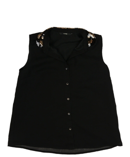 Černá košile s flitry kolem límečku George