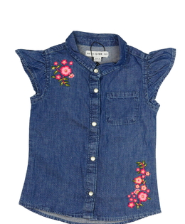 Modrá riflová košile s květinami Primark