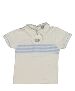 Nové krémovo-modré triko s límečkem 