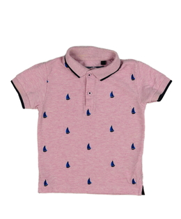 Růžové triko s límečkem a plachetnicí Next