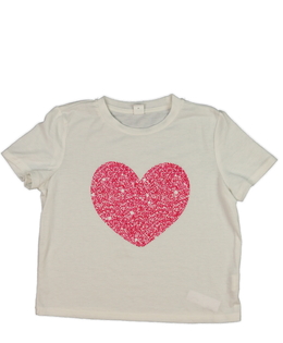 Krémové kratší triko se srdcem 
