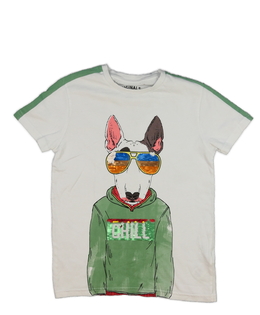 Bílé triko s potiskem psa a flitry M&S