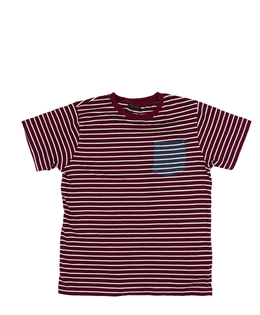 Bordo triko s bílými pruhy a kapsou Next