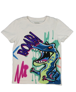 Bílé triko s cool potiskem dinosaura Nutmeg
