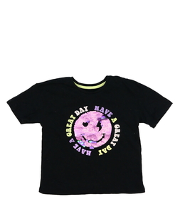 Černé triko se smajlíkem z flitrů Nutmeg