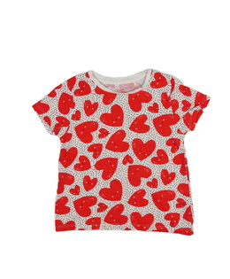 Bílé triko s červenými srdíčky Next