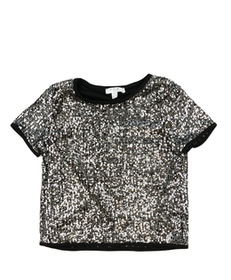Stříbrně flitrovaný crop top M&Co