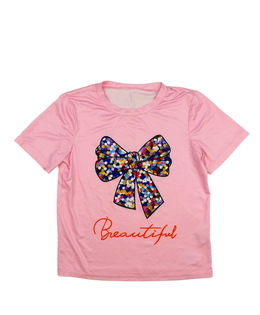 Růžové triko s mašlí 