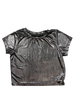 Šedý lesklý crop top 