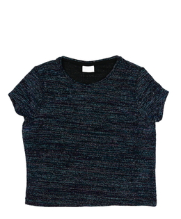 Černé crop triko s metalickými vlákny F&F