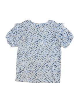 Bílé triko s modrými květinami a volánky George