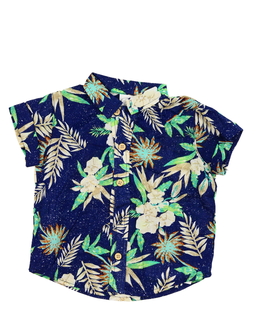 Tmavě modrá slabá košile s listy 