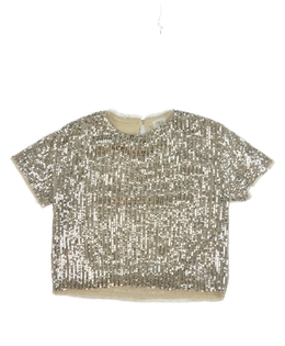 Krémové flitrované kratší triko Zara