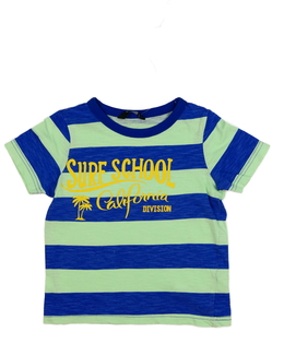 Modro-zelené pruhované triko s nápisem George