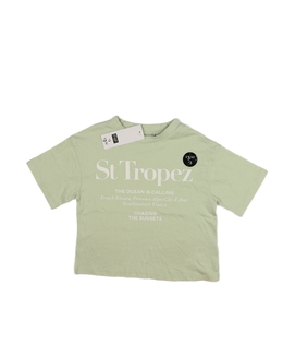 Nový zelený crop top s bílými nápisy F&F