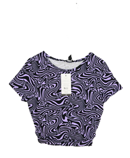 Nový fialový vzorovaný crop top New Look 