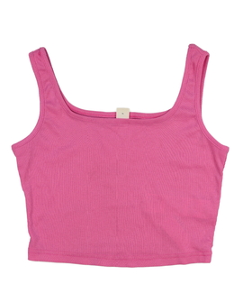 Růžový žebrovaný crop top 
