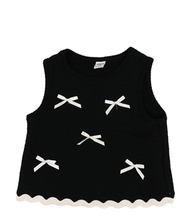 Černý crop top s mašlemi 