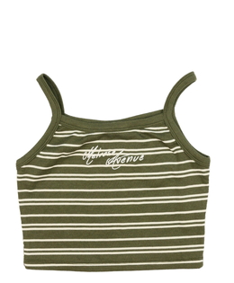 Zelený crop top s pruhy a nápisem New Look 