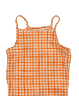 Kostkovaný oranžovo-bílý crop top George