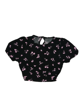 Černý květinový crop top New Look 