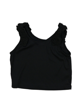 Černý crop top s volánky River Island 